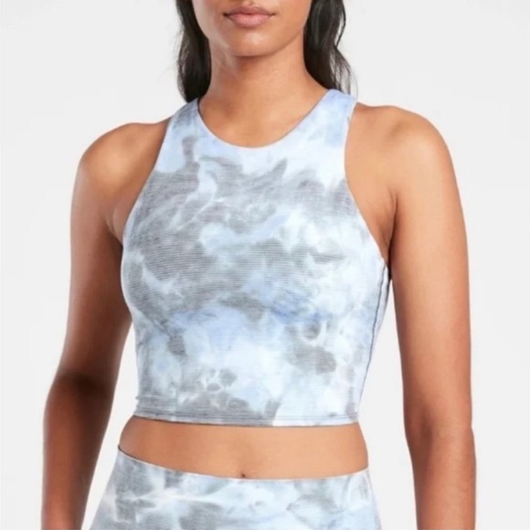 Athleta Conscious Crop D-DD. XS. Blue and white tie dye, white stripes. - Picture 4 of 4